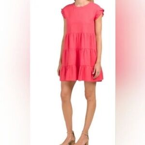 Adyson Parker Coral Tiered Dress with Pockets